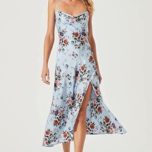 🆕 Astr The Label GAIA Floral Midi Dress, Blue Rust Floral